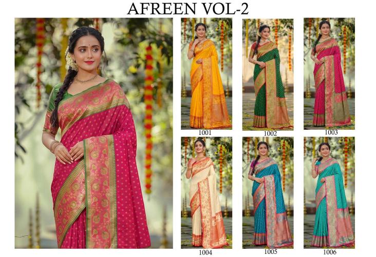 AFREEN VOl 2 by SHREE SHYAM FASHION fancy designer Silk fabric saree wholesale with Fancy latkan WITH HEAVY PALLU SAREE